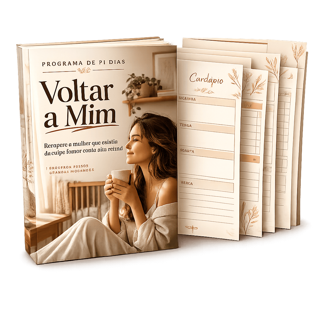 Mockup do kit Voltar a Mim: ebook, planner e cardápio